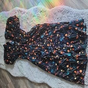 NWT • a New Day. • Black floral puff short sleeve midi dress